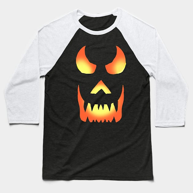 Evil Glowing Jackolantern Face Baseball T-Shirt by Eric03091978